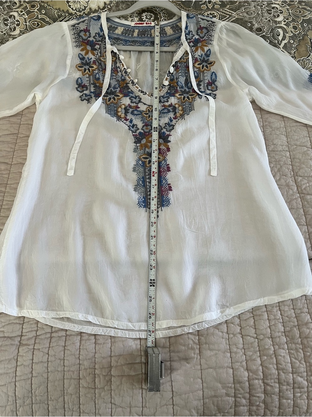 Johnny Was Tanya Embroidered white blue & colorful blouse - Picture 8 of 15